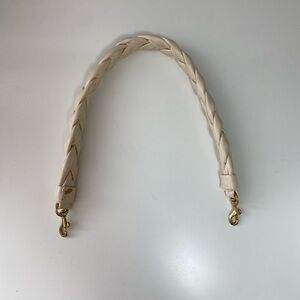 Clare V Braided Leather Shoulder Strap in Cream